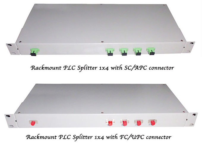 1x4 Fiber Optic Splitter Patch Panel Type , Rack Mount PLC Splitter 1U 19''