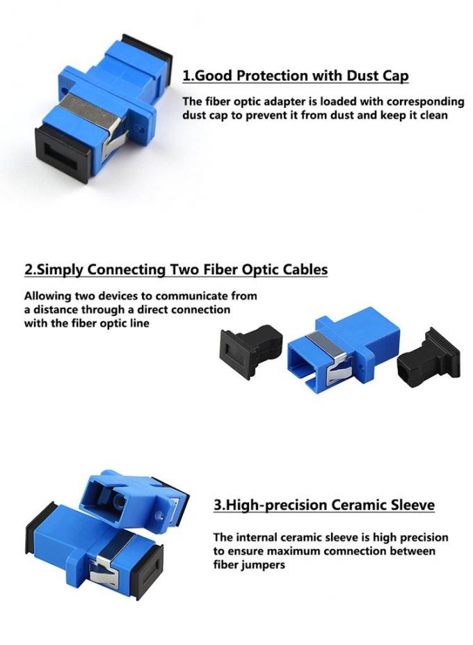 Blue SC/APC SC/UPC Fiber Optic Adapter with Flange
