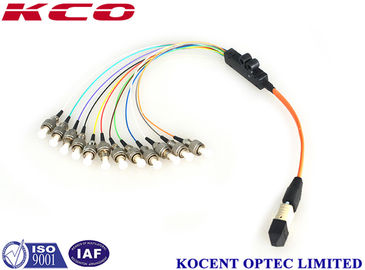 OM1 62.5 OM2 50/125 MPO-12 To ST Fiber Optic Breakout Cable Multimode Long Lifespan