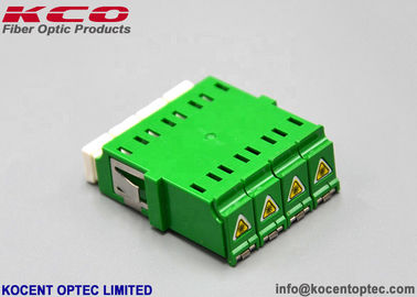 Quad LC APC Shutter Optical Fiber Adapter Singlemode Mid Coupler Plastic Material