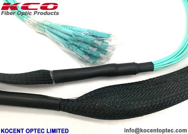 MTP Fiber Optic Truck Cable MPO 12LC OM3 OM4 With Pulling Eye Protection Tube