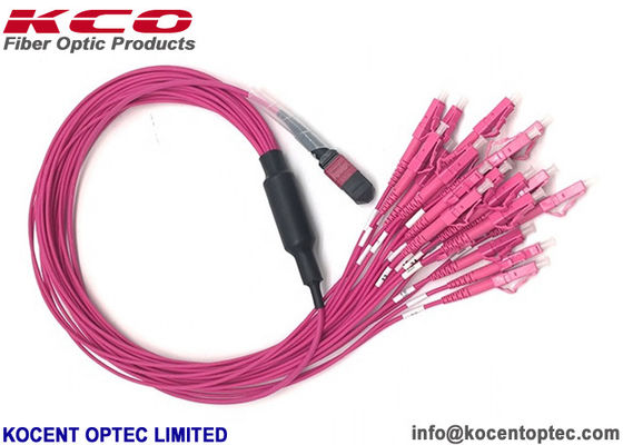 MPO-24 MTP-24 OM4 Violet 24fo DLC Fiber Optic Patch Cord Fanout LSZH Cover With MPO Adapter