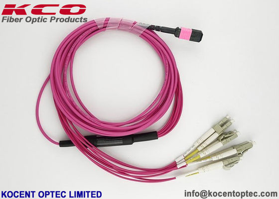 OM4 MPO to LC MTP Fiber Patch Cord LC SC Connector 8 12 24 Core Pink Violet LSZH Break-out Cable