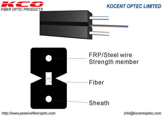 Indoor G657A1 Single Mode 2fo 2 Steel Wires LSZH FTTH Drop Optical Fibers Cable