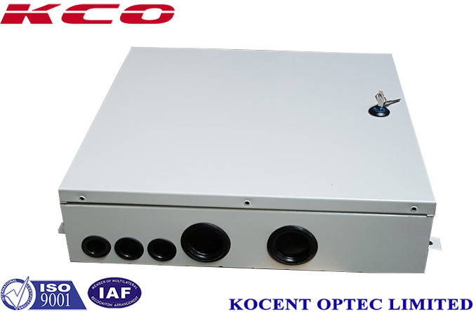 Indoor FTTH FTTB Fiber Optic Terminal Box 4 Cable Ports Steel Tape ...