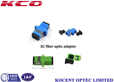 Blue Green Fiber Optic Adapter SC / UPC ,  SC / APC With Flange Simplex 0.2dB