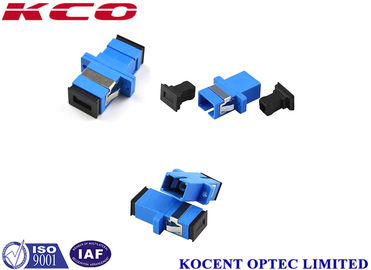 Blue Green Fiber Optic Adapter SC / UPC ,  SC / APC With Flange Simplex