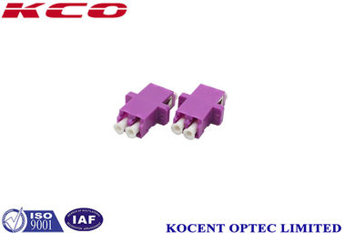 Purple OM4 LC Fiber Optic Adapter With Flange High Precision Alignment