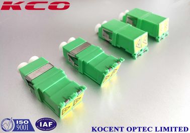 Low Insertion Loss Fiber Optic Adapter Green LC/APC Shutter Duplex PC Material