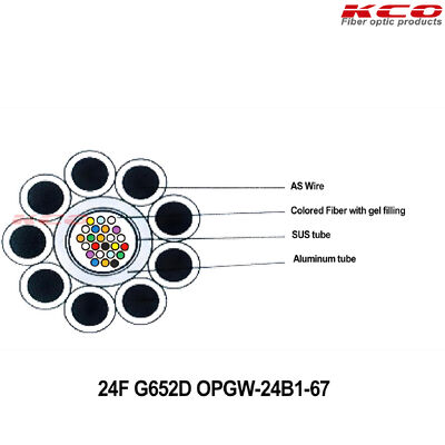 OPGW-24B1-67 OPGW Fiber Optic Cable SM G652D 24cores Optical Ground Wire for Aerial