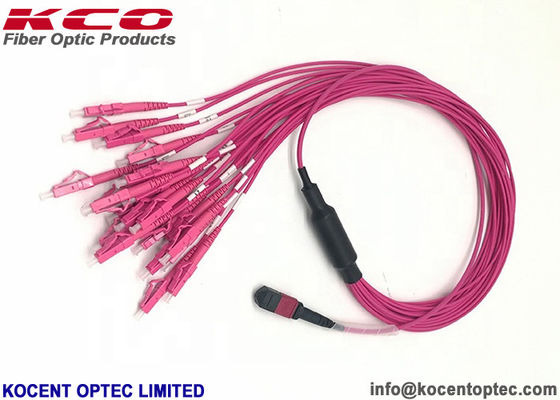 MPO-24 MTP-24 OM4 Violet 24fo DLC Fiber Optic Patch Cord Fanout LSZH Cover With MPO Adapter