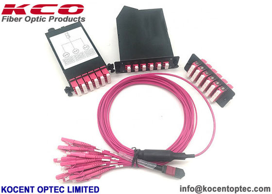 MPO-24 MTP-24 OM4 Violet 24fo DLC Fiber Optic Patch Cord Fanout LSZH Cover With MPO Adapter